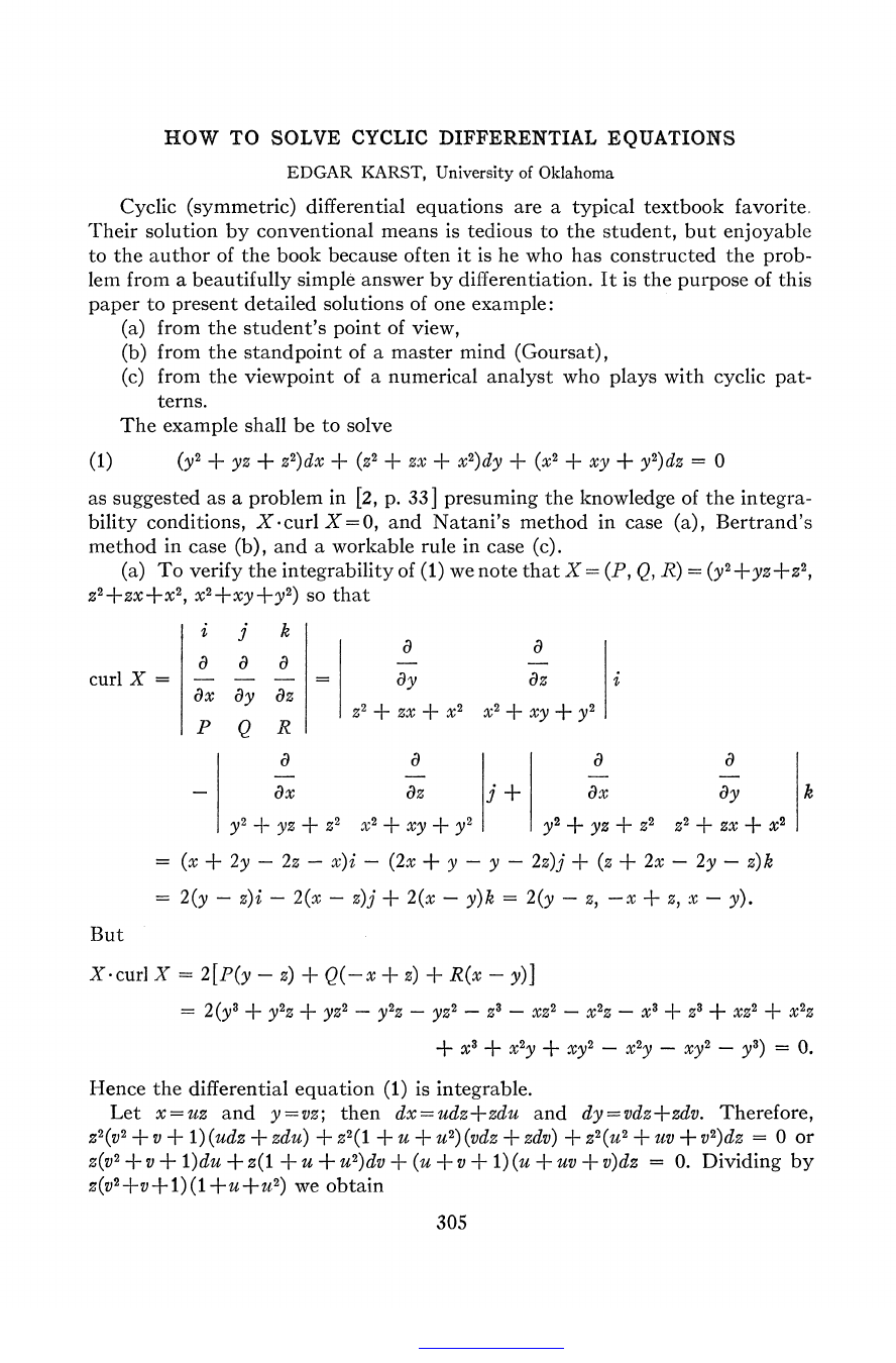 How To Solve Cyclic Differential Equations
