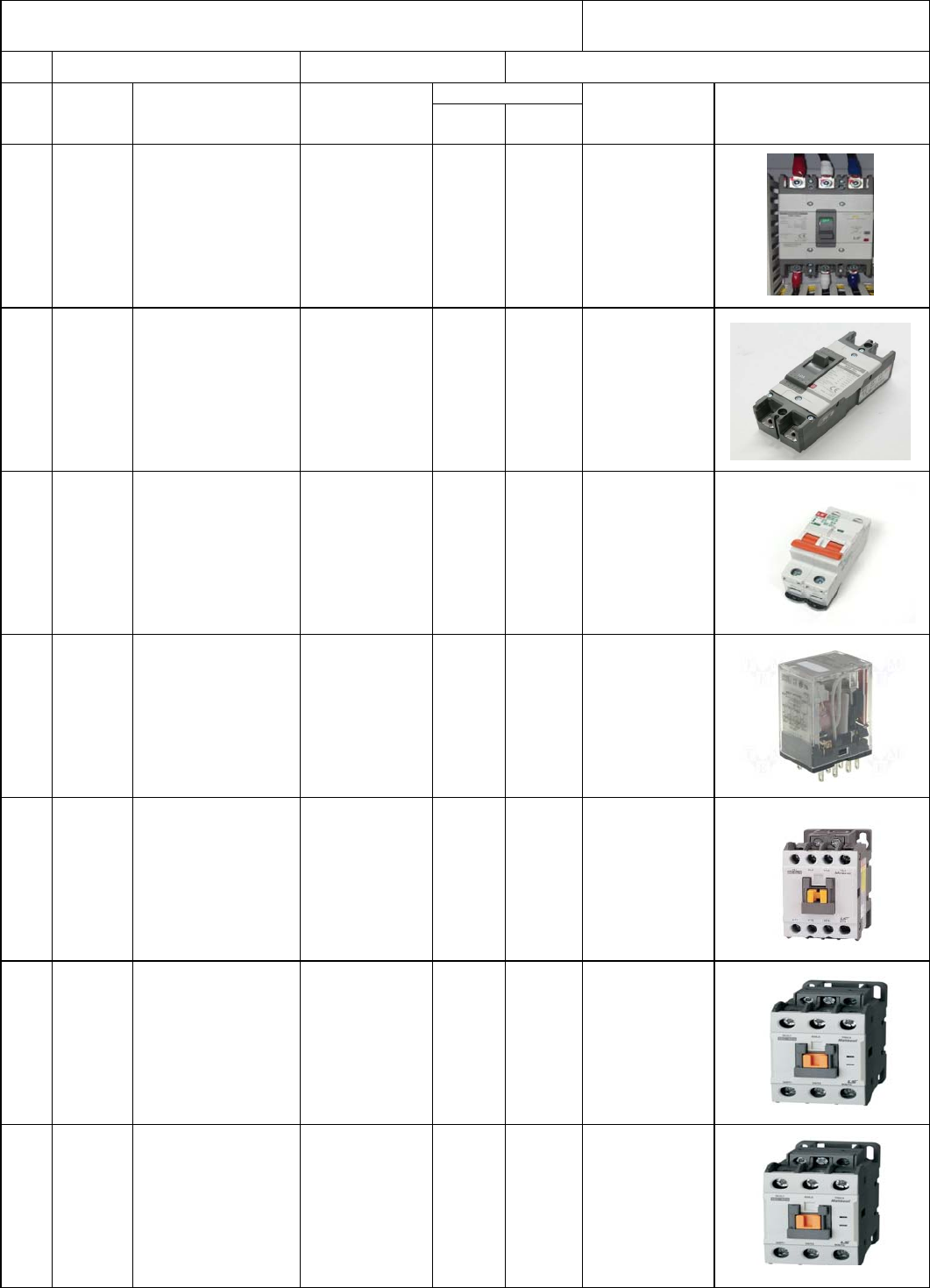 electrical parts list with pictures