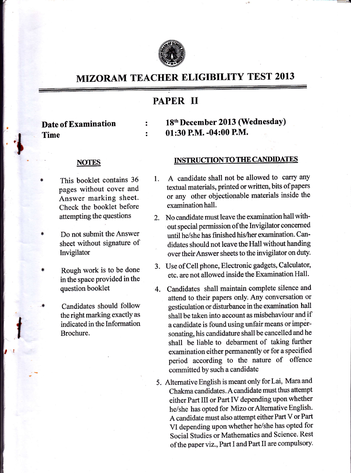 1225px x 1653px - 16/03/2016 Teachers Eligibility Test Paper II DEC 2013 - [PDF ...